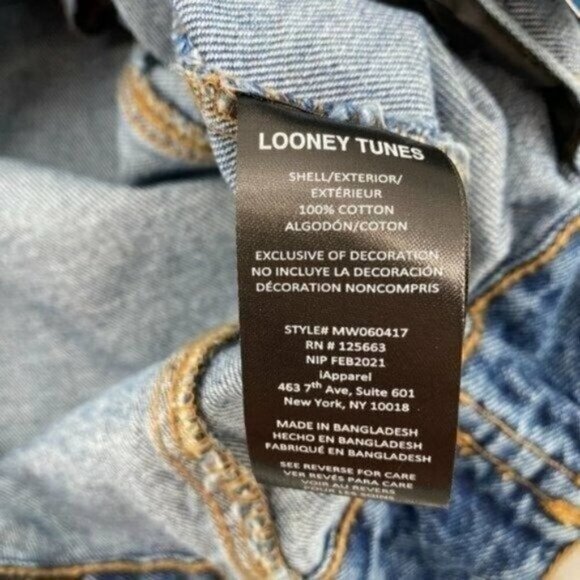 Members Only Looney Tunes Space Jam Denim Jean Bugs Bunny Medium Jacket NWT - Picture 9 of 12